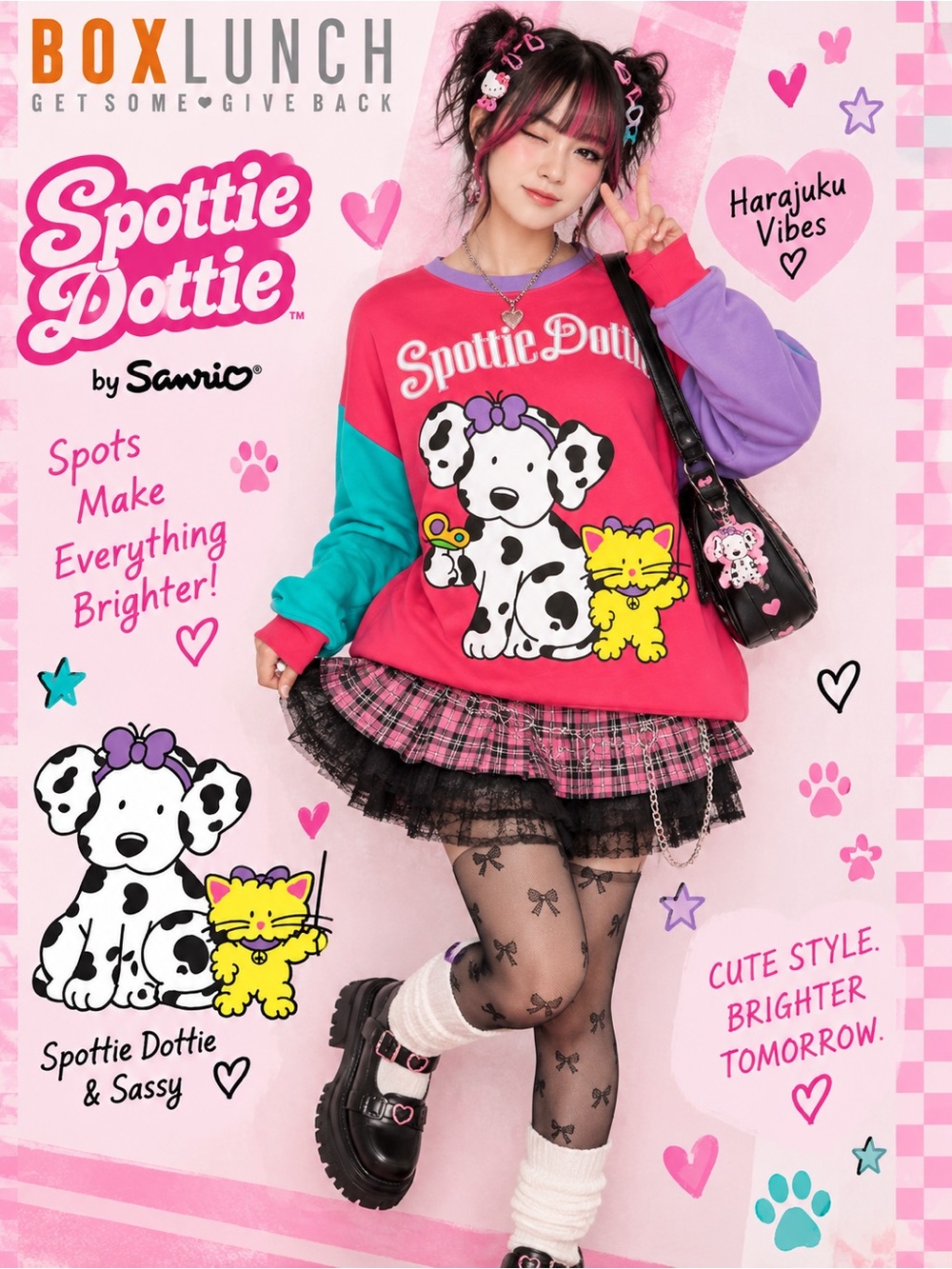 Sanrio Spottie Dottie Colorblock Crewneck 3X NWT BoxLunch Sassy Kawaii Harajuku